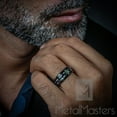 thumbnail image 5 of Metal Masters Mens Carbon Fiber Tungsten Carbide Ring Green Wood Wedding Band Gunmetal 8mm, 5 of 7