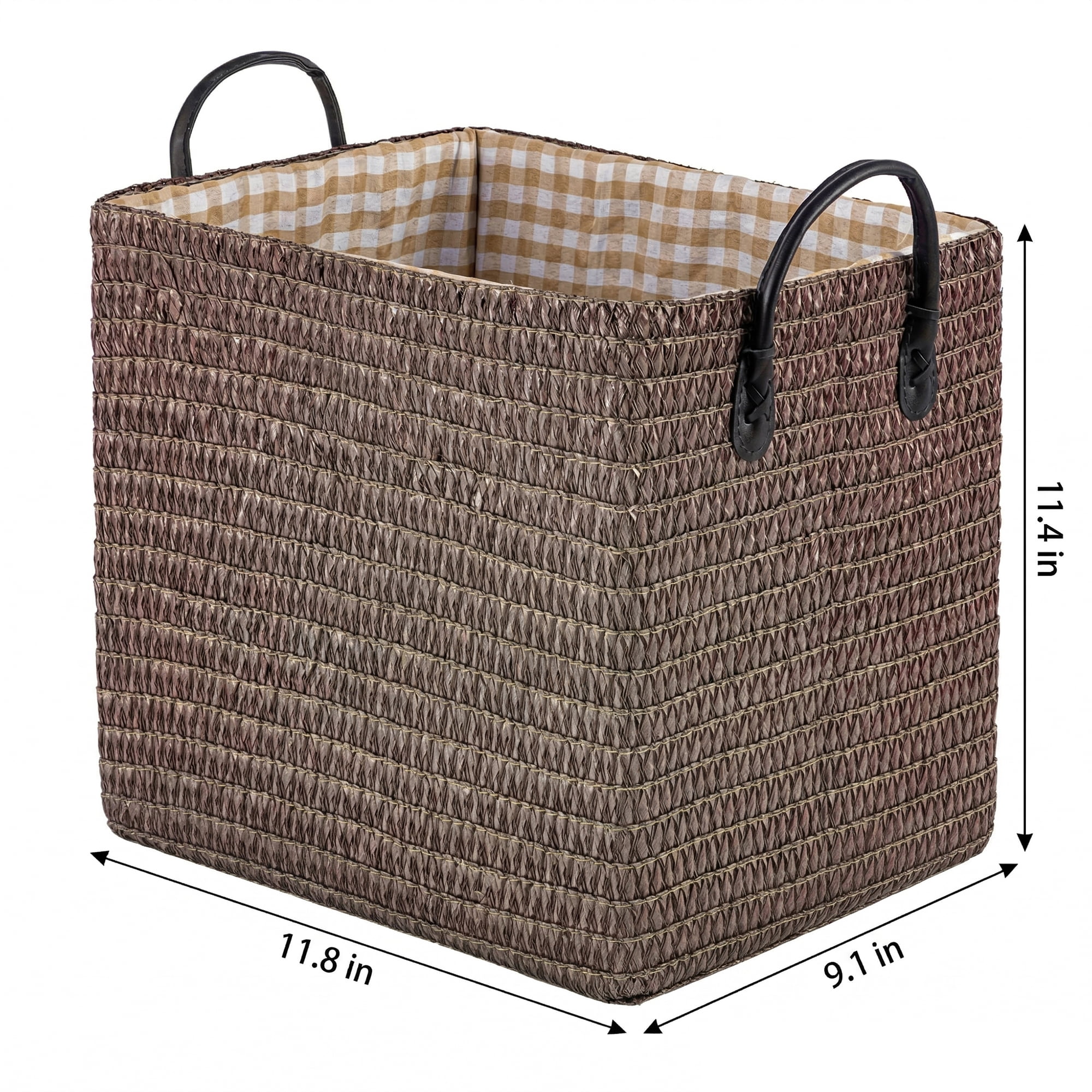 Unique Bargains Compactable Woven Storage Basket Storage Bin Coffee 11.8*9.1*11.4in
