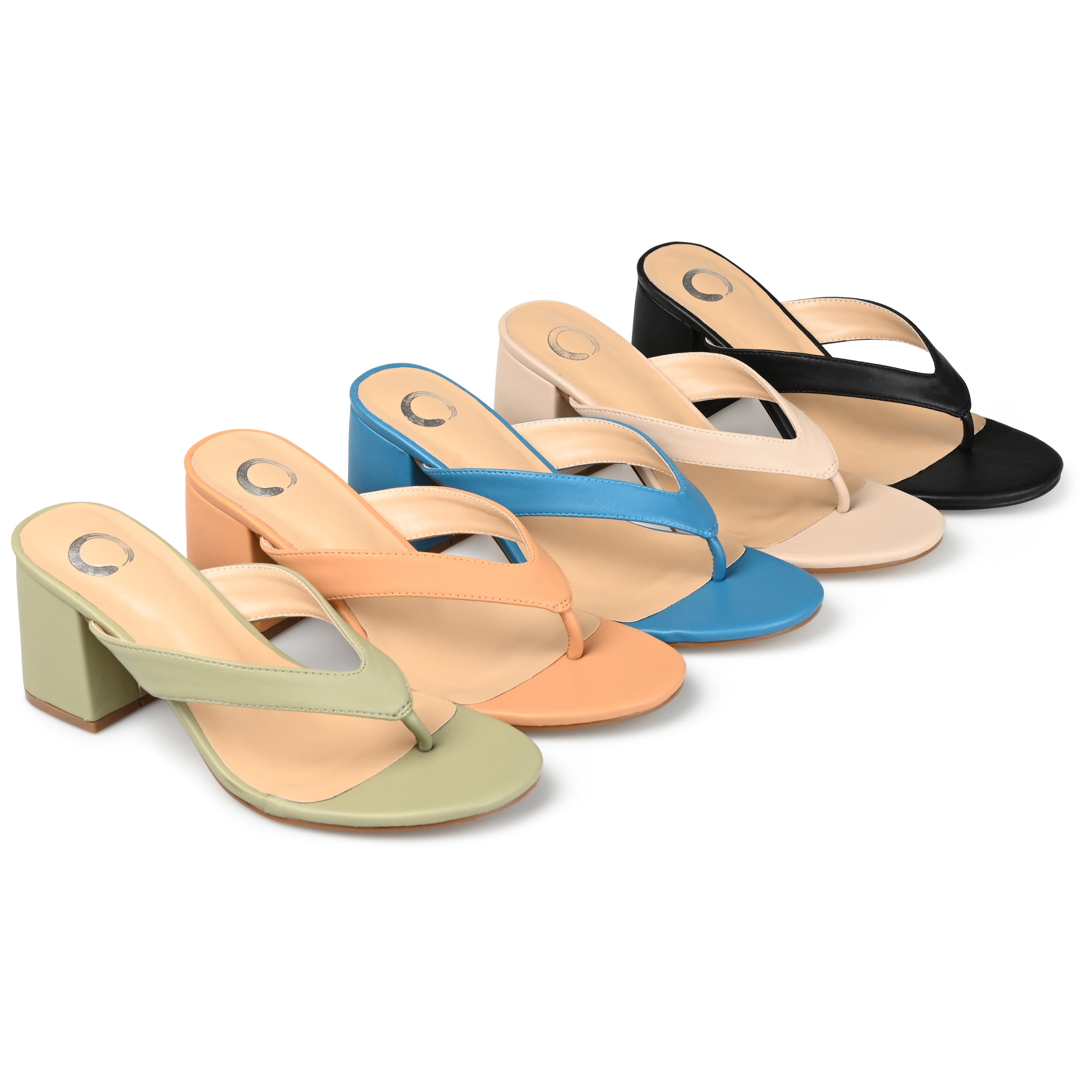 Journee Collection Womens Alika Slip On Block Heel Sandals