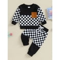 thumbnail image 3 of Musuos Baby Boy 2 Piece Outfits 6 12 18 24M 3T Plaid Long Sleeve Sweatshirt with Pocket and Elastic Pants for Toddler Fall Clothes, 3 of 10