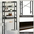 thumbnail image 5 of Over The Toilet Storage Rack, 4 Tier Wooden Bathroom Organizer with 4 Hooks, Freestanding Space Saver Bathroom Shelves for Laundry, Gray, 5 of 6
