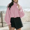 thumbnail image 2 of Iyufng Women's Gingham Plaid Stand Collar Jackets, Long Sleeve Loose Cropped Casual Zip Up Lightweight Outerwear, 2 of 9