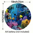 thumbnail image 3 of Chilfamy Coral Reef Fish Marine Life Wooden Wall Clock 10 Inches - Round Wall Hanging Decor for Home, Living Rooms, Kitchens, Dorms - Silent Non-Ticking Clock 10x10in, 3 of 8