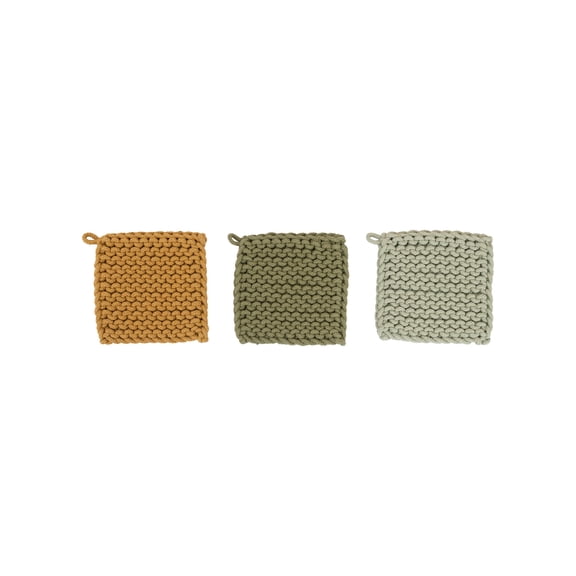 Creative Co-Op Cotton Crocheted Pot Holder, 3 Colors