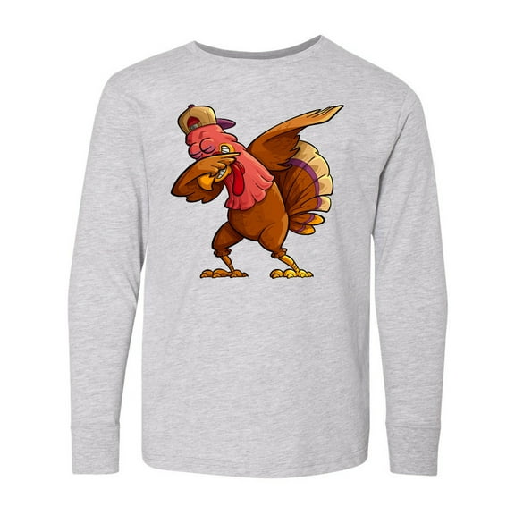 Inktastic Dabbing Turkey Thanksgiving Long Sleeve Youth T-Shirt