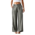 thumbnail image 5 of Casual Dress Pants Elastic Waistband Solid Long Trousers Work Slacks Straight Leg Pull On Pants(GY1,S), 5 of 5