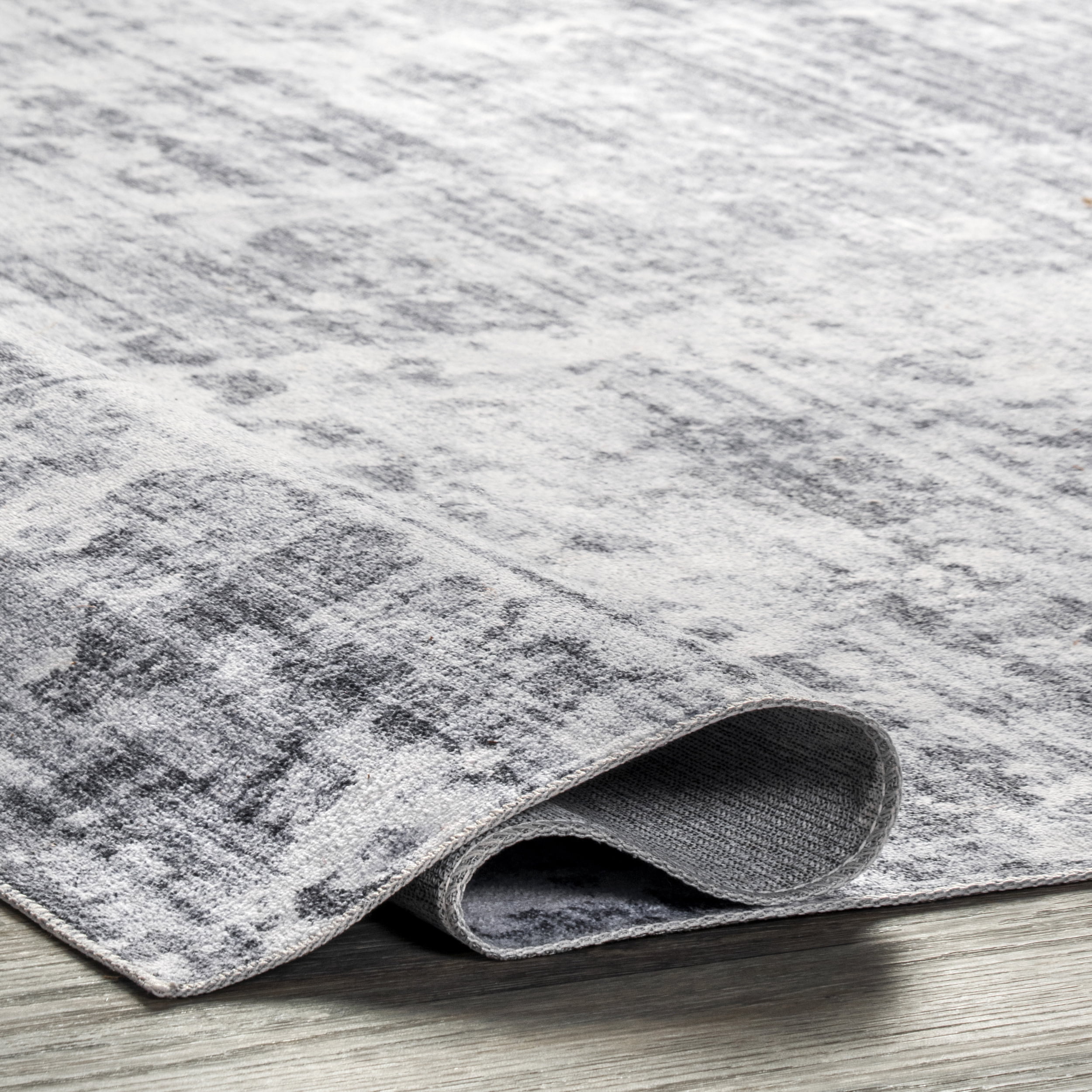 nuLOOM Alva Faded Abstract Machine Washable Area Rug, 5' x 8', Light Gray