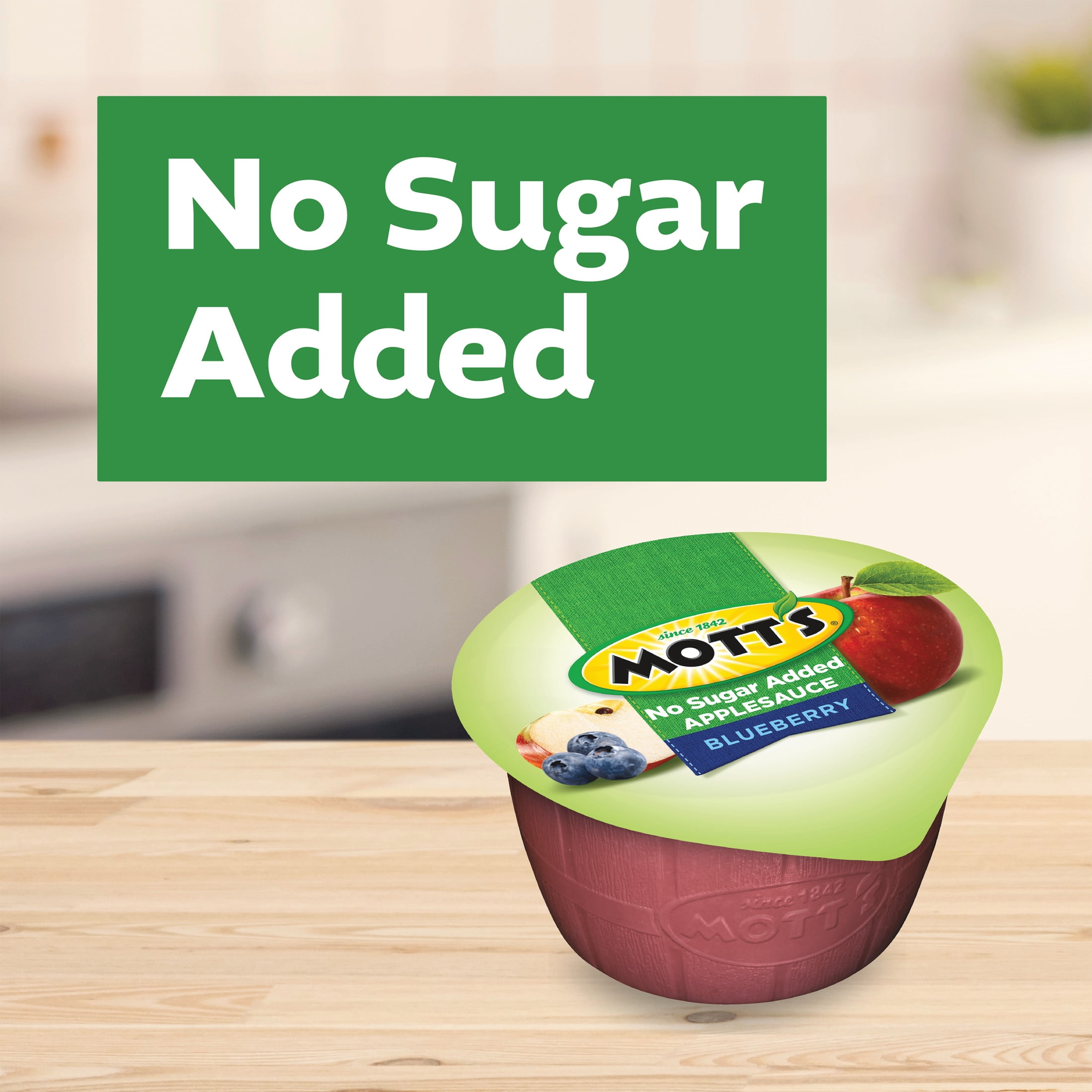 (12 pack) Mott's No Sugar Added Blueberry Applesauce, 3.9 oz, 6 Count Cups