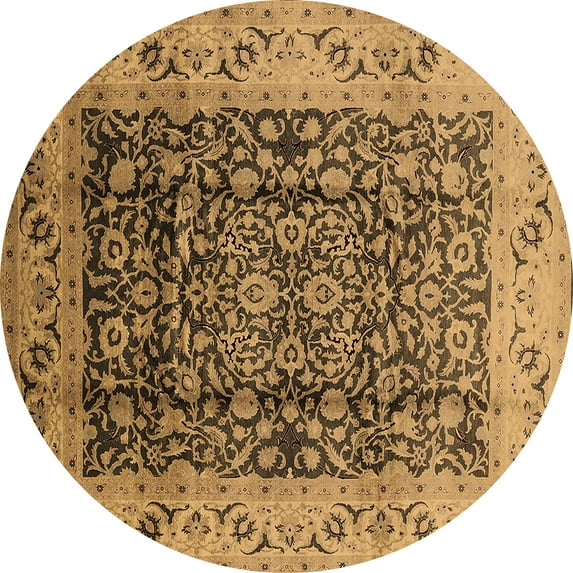 Ahgly Company Indoor Round Oriental Brown Industrial Area Rugs, 8' Round