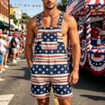 thumbnail image 2 of American Flag Bib Overalls Shorts for Men Loose Fit Patriotic Coveralls USA Print Casual Summer Festival Jumpsuit for Independence Day Celebration, 2 of 6