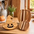 thumbnail image 4 of Fall Pumpkin Wooden Cutting Board,Striped Hardwood Cutting Board With Juice Groove,10.2*7.8 Inch Pumpkin‑Shape Serving Platter,Seasonal Kitchen Decor for Halloween Thanksgiving Party, 4 of 6