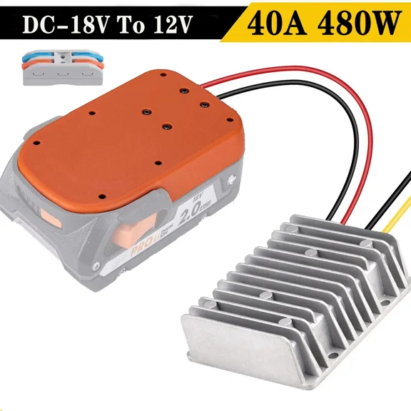40A 480W Step Down DC 18V to 12V Voltage Regulator Converter For Ridgid Battery