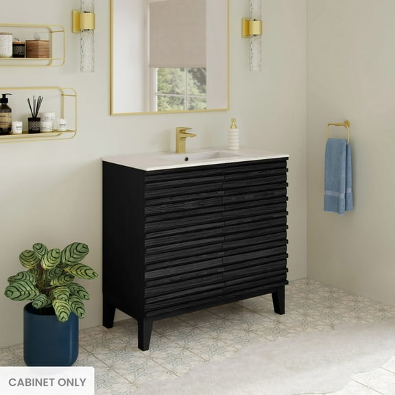 Cascade 30" Freestanding Bathroom Vanity Cabinet without Top in Black Oak