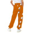 thumbnail image 3 of KAUOD Teen Girls Halloween Sweatpants Kids Pumpkin Ghost Straight High Waist Joggers Pants Fleece Warm Baggy Sport Pants, 3 of 5