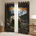 thumbnail image 2 of Erosebridal Hunting Bear Curtains for Living Room, Wild Animal Wildlife 30%-50% Blackout Curtains Set of 2 (52x63), Woodland Decor, 2 of 6