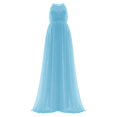 thumbnail image 5 of Gyujnb Halter Sleeveless Tank Neck Maternity Maxi Dress Elastic Gathered Empire Waist Lightweight Flowy Chiffon Loose A Line Floor Length Gown Elegant Bridesmaid Photoshoot,XL, 5 of 5