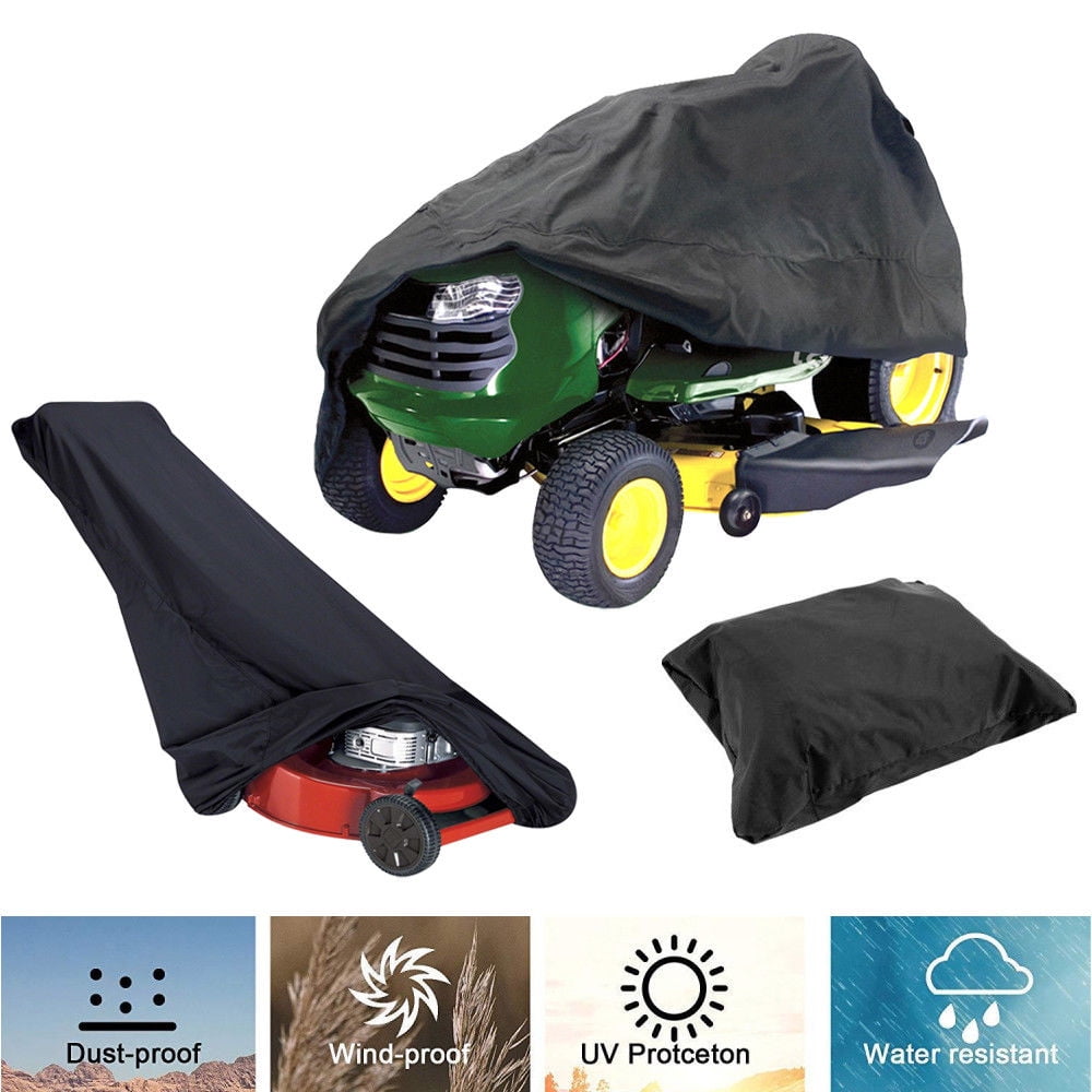 Lawn Mower Cover UV Protection Universal Fit with Drawstring & Cover Storage Bag Push Lawn Mower Cover Outdoor Lawnmower Cover Heavy Duty 600D Waterproof Covers 