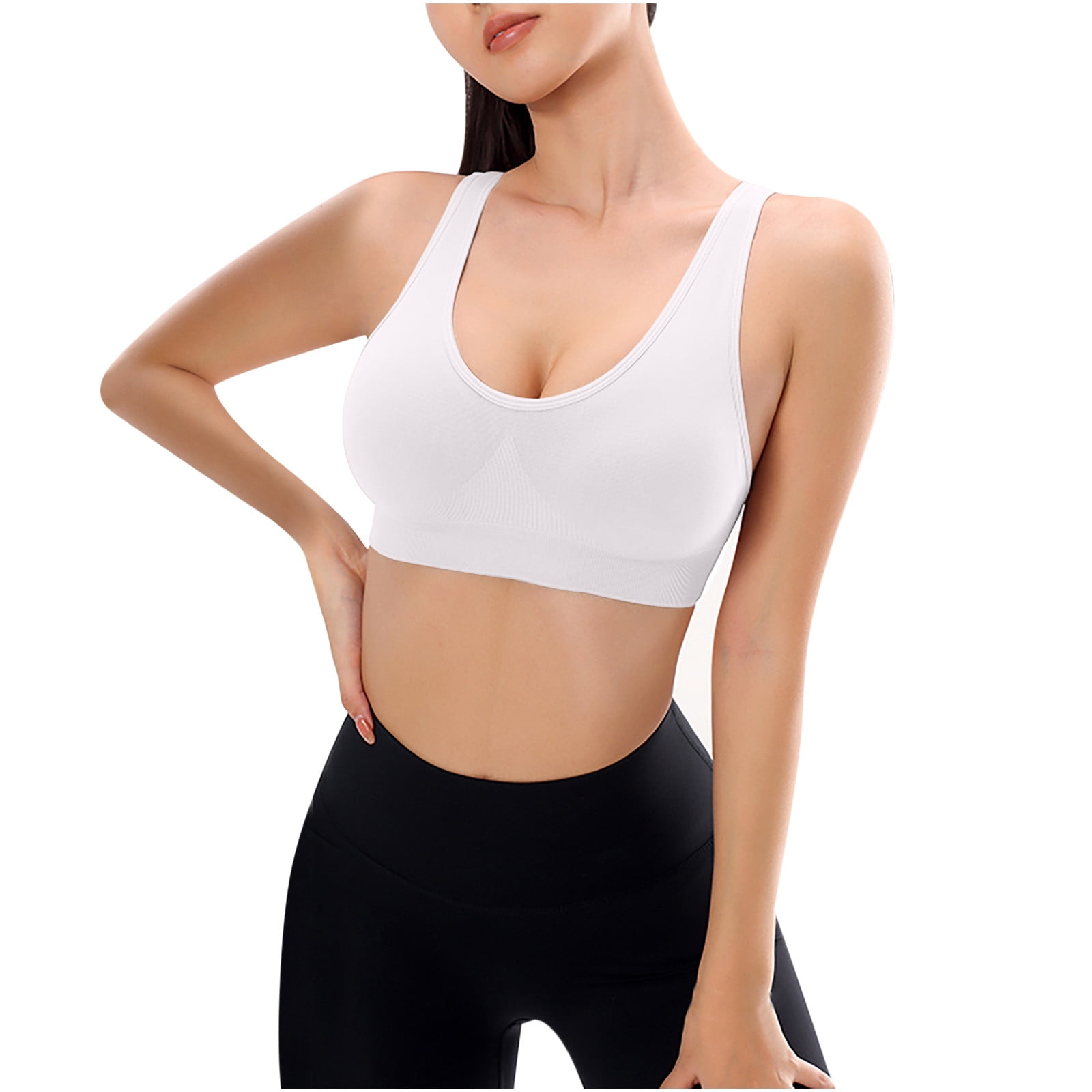 Sports Bras for Women Casual Solid Color Womens Sport Bras Workout Softy  Underweat Women Active Fit Smoothing Lightly Cooling Bras Beauty Back Lined  Wire Classic Womens Bras（White,M） 