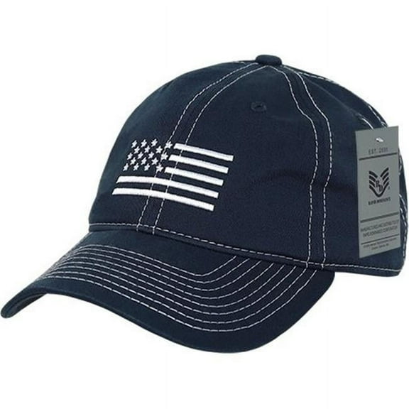 RapDom White US Flag Graphic Relaxed Mens Cap [Navy Blue - Adjustable]