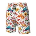 thumbnail image 5 of Kdxio Flowers Birds And Butterflies Pattern Mens Casual Shorts - Drawstring Summer Beach Sports Shorts for Men, 5 of 9