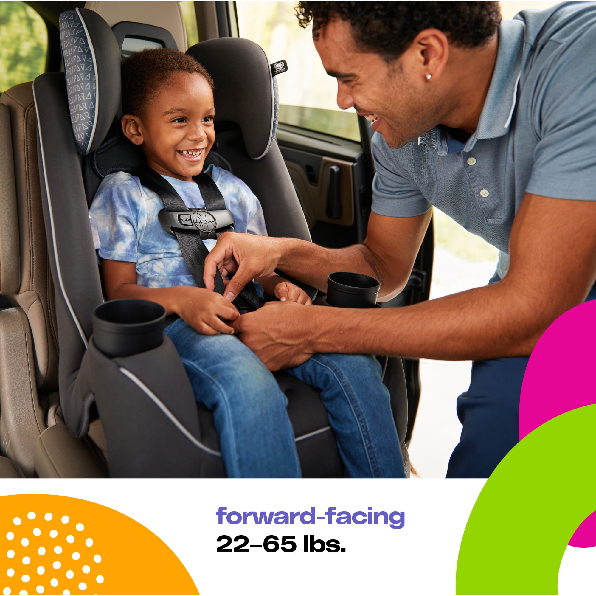 (3 pack) Cosco Kids Easy Elite Slim All-in-One Convertible Car Seat, Grey Glphys, Unisex