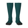 thumbnail image 2 of Lsque Black And Teal Checkerboard Printed Crew Socks Men's Women's LightWeight Thin Casual Calf Socks ,Knee High Socks,Cotton Socks, 2 of 9