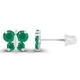 thumbnail image 2 of Decadence Solid 14K White Gold 2mm & 2.50mm Natural Green Emerald May Birthstone Screwback Stud Earrings For Women | 5mm Butterfly | 14K Gold Natural or Created Screwback Earrings For Women and Girls, 2 of 5