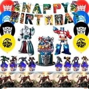 Transformers Birthday Party Supplies, 29Pcs Transformers Party Decorations Set - Transformers Balloon Banner Cake Topper & Transformers Birthday Tablecloth for Transformers Themed Birthday Party