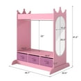 thumbnail image 2 of JOYLDIAS Kids Armoire Pretend Dress-Up Storage Openning Hanging Closet Wardrobe Girls Bedroom Furniture with Mirror, 3 Drawers(Pink), 2 of 23