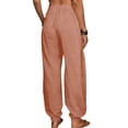 thumbnail image 5 of Cotton Linen Joggers for Women Ihhxva Casual with Pockets Elastic Waist Stretch Drawstring Pants Loose Fit Straight Leg Summer Lounge Tapered S-2XL, 5 of 6