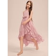 thumbnail image 2 of Drtj 2-14T Chiffon Flower Girls Dresses Wedding Party Halter Sleeveless Junior Bridesmaid Dress, 2 of 6