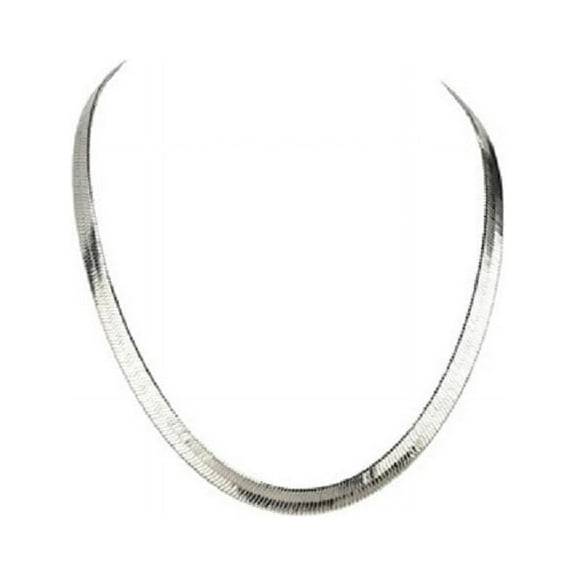 14K White Gold Filled Solid Herringbone Flat Chain Necklace 20"