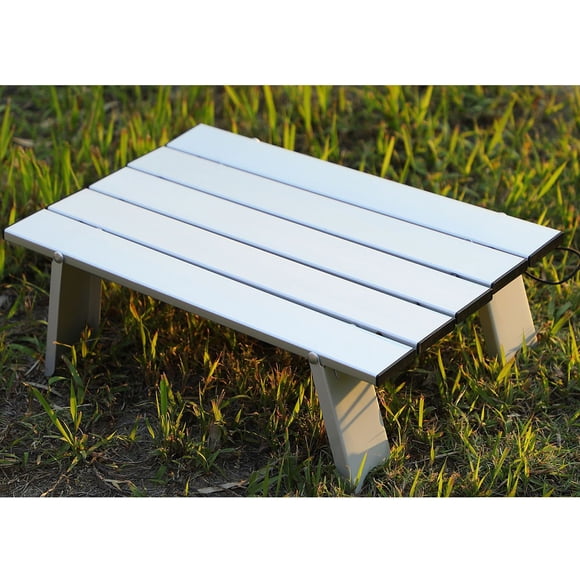 Small Outdoor Folding Table Aluminum Alloy Portable Camping Folding Table for Beach Picnic Silver