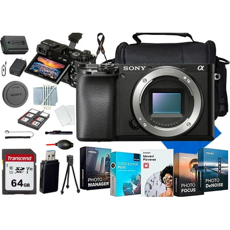 Sony A6400 Mirrorless Camera with 64Gig Momory Cards+Lens+Case+Photo Software(20PC)Bundle