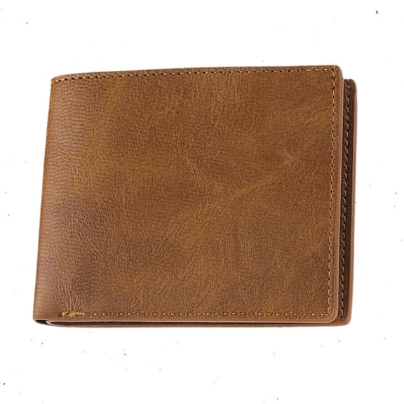 Havilah Men’s Wallet Horizontal Retro Short Wallet Student Leather Money Clip Light Brown