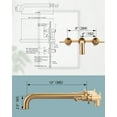 thumbnail image 2 of Wowow Wall Mount Tub Filler Faucets,High Flow Wall Mounted Bathtub Faucet with Two Handles and 12" Long Spout, Gold, 2 of 8