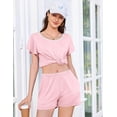 thumbnail image 4 of Ekouaer Womens Pajama Set Summer Short Sleeve Pjs Sleepwear Cute 2 Piece Lounge Sets, 4 of 6