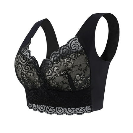 

Pedort Strapless Bras For Women Small Full Coverage Front Closure Wire Free Back Support Posture Bras For Woman Unlined Bras Dark Gray XL
