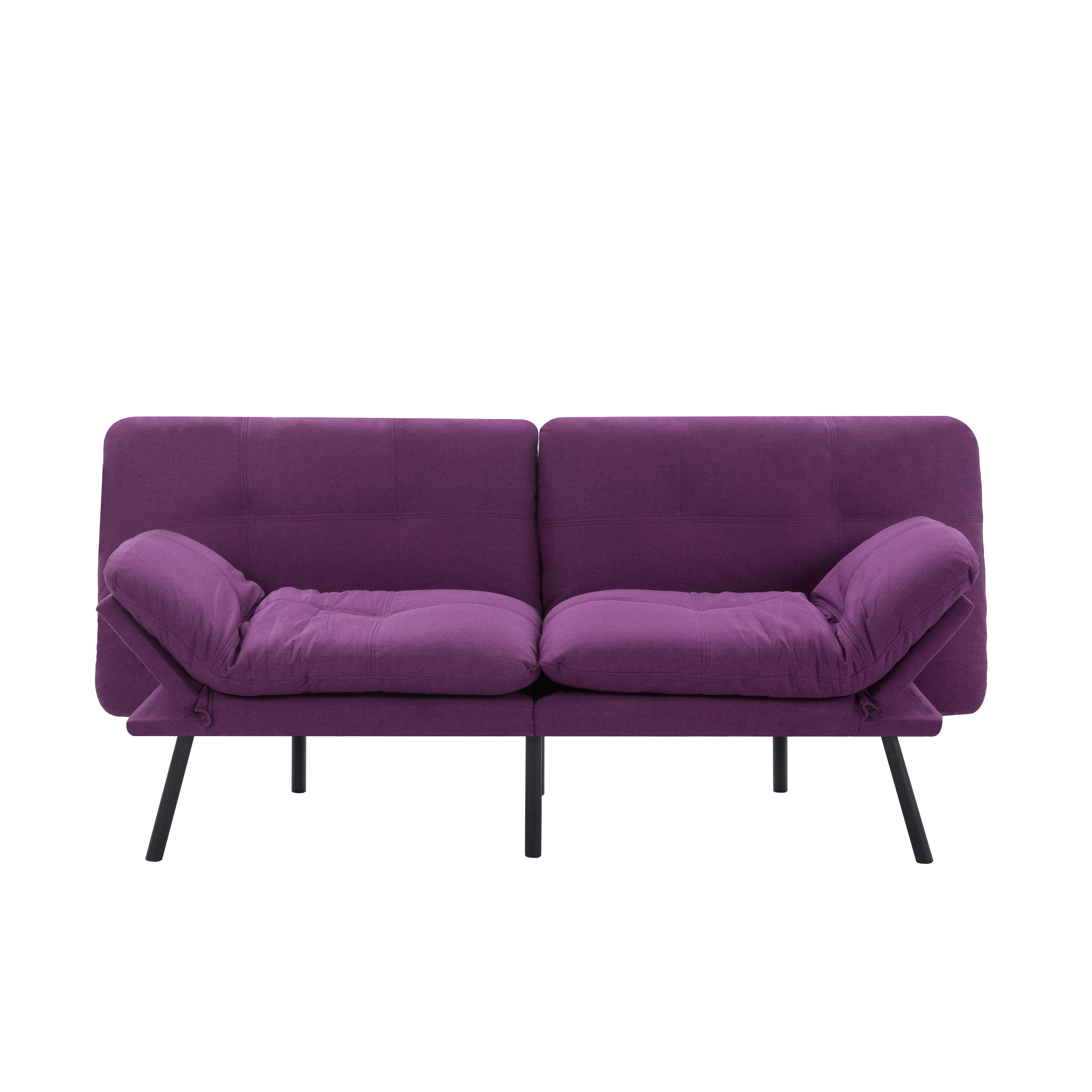 BSHTI 70.87" Convertible Futon Sofa Bed, Linen Fabric 2-Seater Sleeper Couch with 5-Level Adjustable Backrest & Armrests, Wood Frame Futon Couch for Living Room, Guest Room, Small Spaces