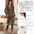 thumbnail image 6 of DISNIMO Flower Printed Pajama Set for Women 2 Piece Lounge Set Soft Comfy Sleepwear with Long Pants V Neck Ladies Loungewear Button Down Nightwear, 6 of 7