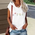 thumbnail image 3 of cocolona Womens Sleeveless Printed Pullover Hoodie Drawstring Trendy Casual Solid Color Sweatshirt with Pocket, 3 of 6