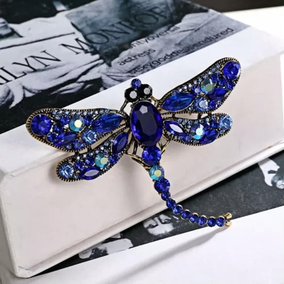 EOEMY Fashion Crystal Pearl Animal Dragonfly Brooch Pin Women Custome Jewelry Gift Hot-Rhinestone