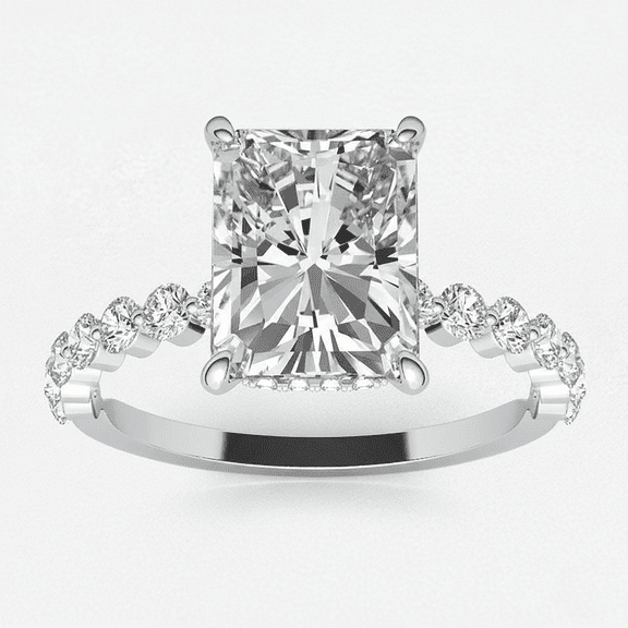 Auory 925 Sterling Silver 2.90Ct Radiant Cut Moissanite Jewelry for Women Solitaire Engagement Ring 18K White Gold Plated