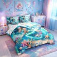 thumbnail image 2 of meiyoeat Dreamy Black Mermaid Coral Queen Bedding for Girls, Sun Wave Starfish Shell Marine Bedding Comforter Set Queen, Blue, Colorful Star Reversible, 7 Pieces, 2 of 6