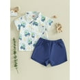 thumbnail image 2 of Toddler Baby Boy Dinosaur Clothes Shorts Set 6M 12M 18M 2T 3T Short Sleeve Button Down Shirt Top Solid Shorts Summer Outfit, 2 of 8