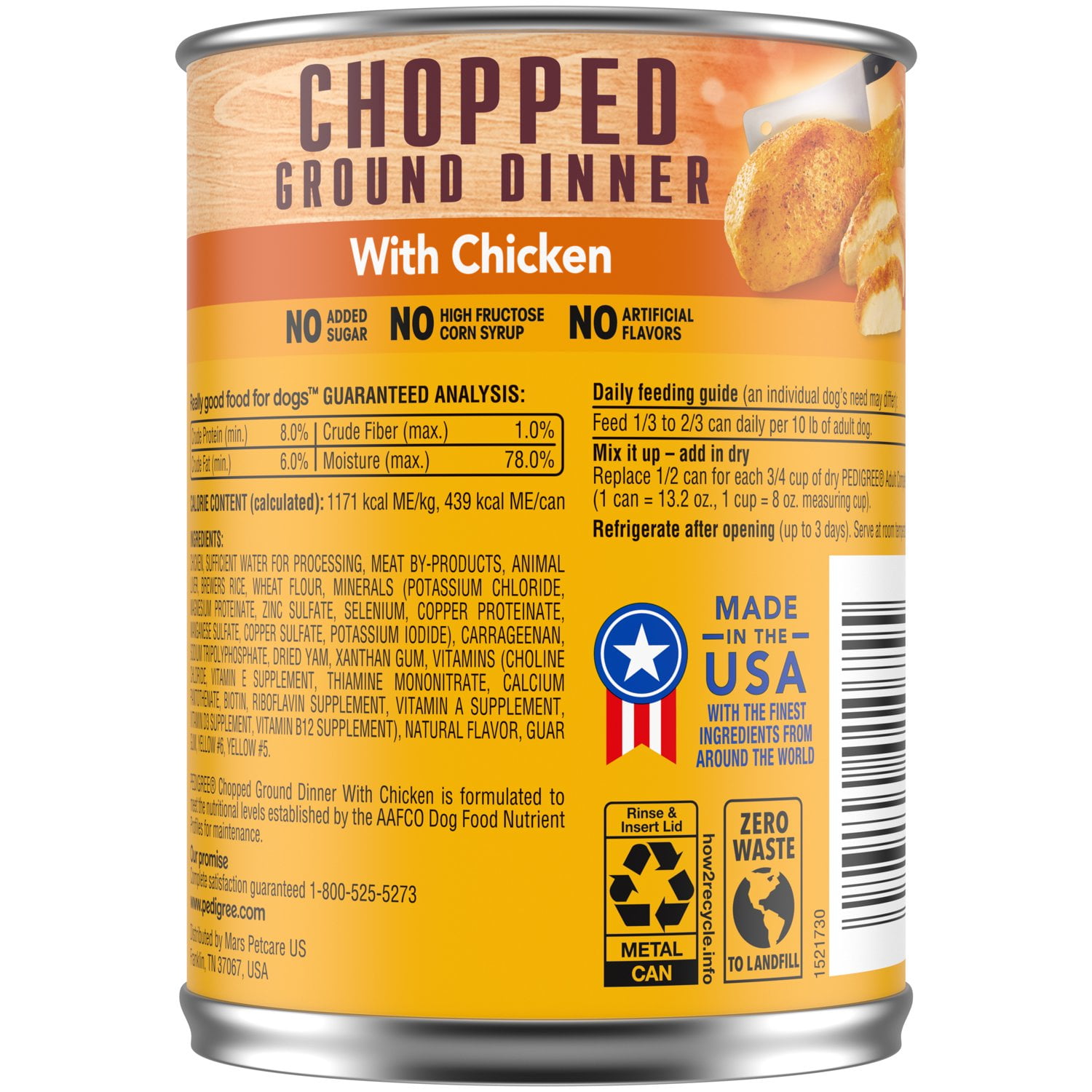 (12 CT) PEDIGREE CHOPPED GROUND DINNER Adult Canned Soft Wet Dog Food with Chicken, 13.2 oz. Cans