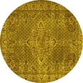 thumbnail image 1 of Ahgly Company Machine Washable Indoor Round Persian Yellow Traditional Area Rugs, 7' Round, 1 of 4