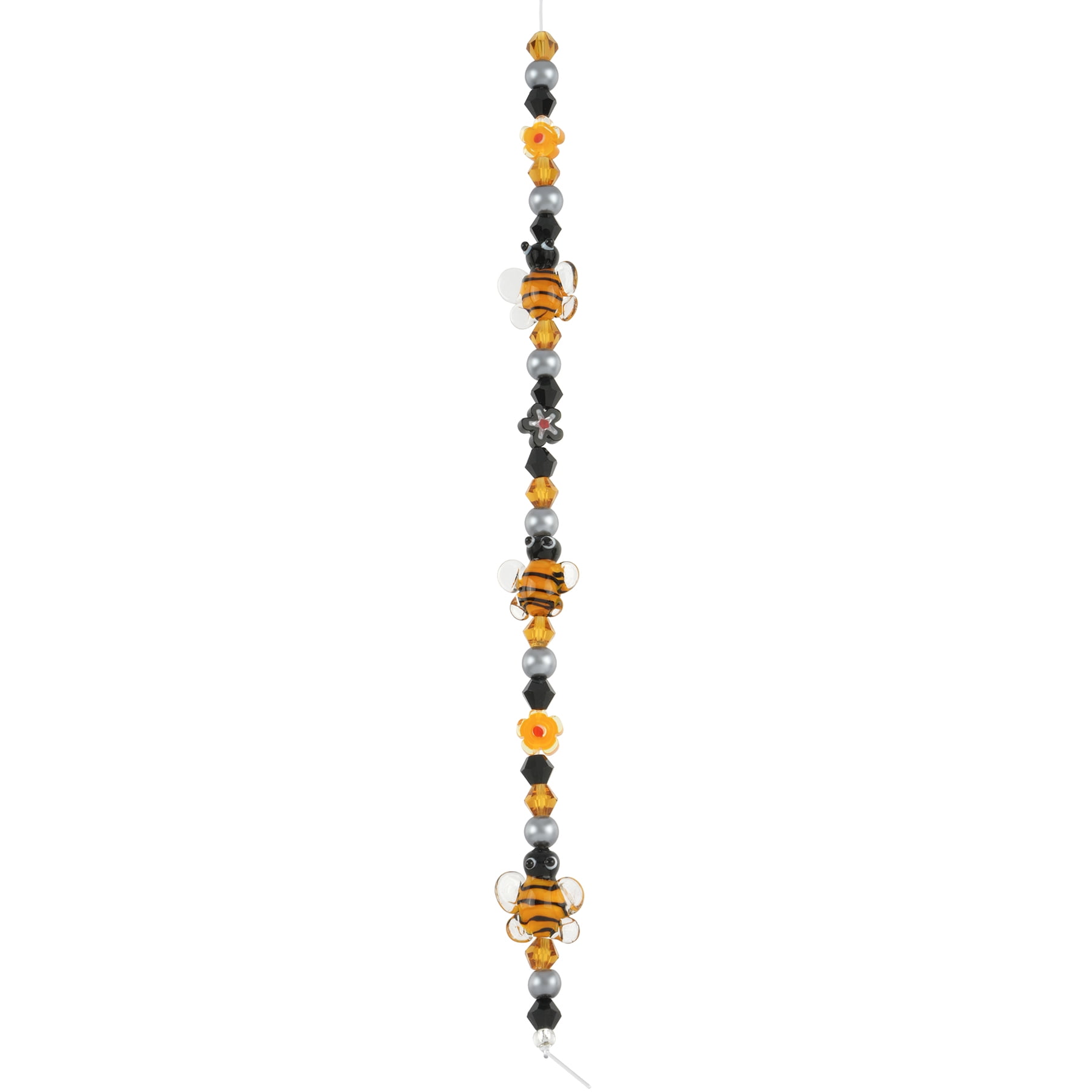 Bead Landing Bee Lampwork Glass Bead Mix - Handmade Nature-Inspired Beads in Orange and Black for Jewelry Making, Bracelets, Necklaces & Crafts, 12 Pack