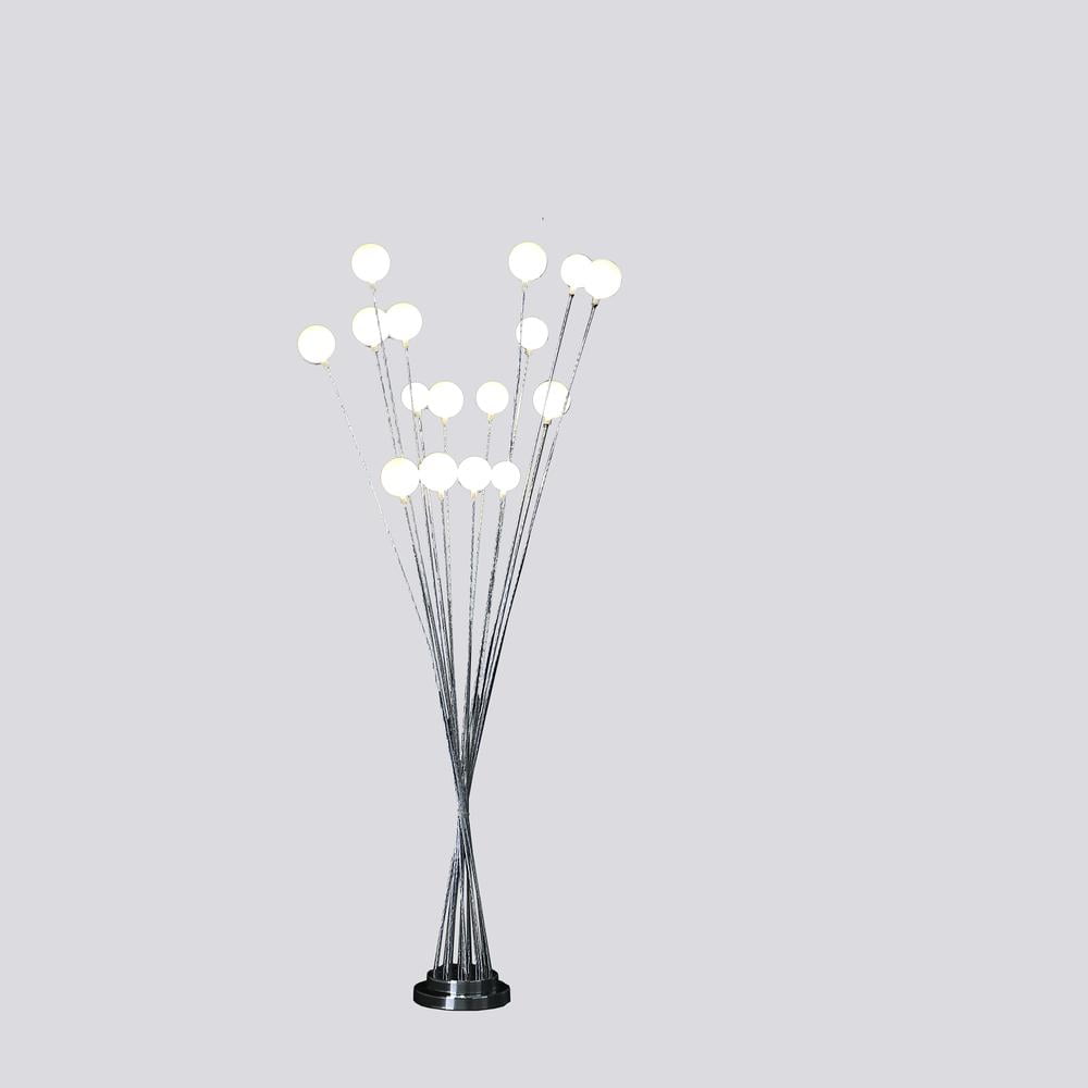 Ore International 16-Light Acrylic Globe Aluminun Led Chrysanthe Silver Chrome Metal Floor Lamp