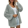 thumbnail image 1 of Gibobby Suéter Abrigo Mujer Cárdigan de ganchillo informal liso para mujer, suéter con botones, Kimono, abrigo cárdigan de tamaño bohemio (Gris, XL), 1 of 5